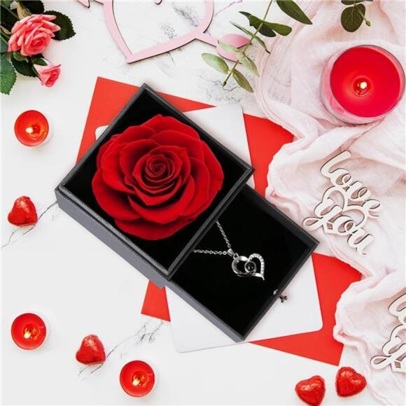 Valentines Day Rose Gifts for Her,Birthday Gifts for Women,Red Preserved - Picture 6 of 7